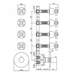 Zucchetti Delfi Bateria natryskowa termostatyczna podtynkowa 1/2" z 4 zaworami odcinającymi element zewnętrzny chrom Z46662