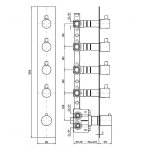 Zucchetti Pan Bateria natryskowa termostatyczna podtynkowa 1/2" z 4 zaworami odcinającymi element zewnętrzny chrom ZT28662