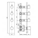 Zucchetti Pan Bateria natryskowa termostatyczna podtynkowa 1/2" z 3 zaworami odcinającymi element zewnętrzny chrom ZT28661