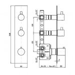 Zucchetti Pan Bateria natryskowa termostatyczna podtynkowa 1/2" z 2 zaworami odcinającymi element zewnętrzny chrom ZT28660