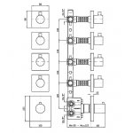 Zucchetti Pan Bateria natryskowa termostatyczna podtynkowa 1/2" z 4 zaworami odcinającymi element zewnętrzny chrom ZP8662