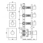 Zucchetti Pan Bateria natryskowa termostatyczna podtynkowa 1/2" z 3 zaworami odcinającymi element zewnętrzny chrom ZP8661