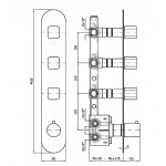 Zucchetti Brim Bateria natryskowa termostatyczna podtynkowa 1/2" z 3 zaworami odcinającymi element zewnętrzny chrom ZBR665