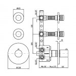 Zucchetti Isy Bateria natryskowa termostatyczna podtynkowa 1/2" z 2 zaworami odcinającymi element zewnętrzny chrom ZD1660