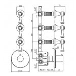 Zucchetti Agora Classic Bateria natryskowa termostatyczna podtynkowa 1/2" z 3 zaworami odcinającymi element zewnętrzny chrom ZAM661