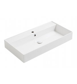 Simas Agile Umywalka stawiana na blat/wisząca z otworem na baterię prostokątna 91x46x13 cm biały AG91