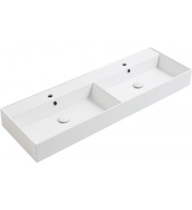Simas Agile Umywalka stawiana na blat/wisząca podwójna z otworami na baterię prostokątna 141x46x13 cm biały AG141D