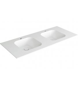 Simas Wave Umywalka podwójna ścienna z otworem na baterię prostokątna 120x51x14,5 cm biały WA120