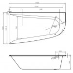  Vayer Boomerang Wanna asymetryczna lewa ze stelażem i syfonem 180x100 cm biała 180.100.045.1-2.1.0.0.1