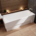  Vayer Boomerang Wanna prostokątna asymetryczna prawa ze stelażem i syfonem 180x80 cm biała 180.080.045.1-1.2.0.0.1
