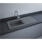 Rak Ceramika Dream2 Zlewozmywak ceramiczny 1 komora 101x51 szary mat + syfon DRE2SZM