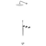 Bruma Adagio Bateria podtynkowa wannowo-natryskowa z deszczownicą Ø 250 mm i słuchawką prysznicową oraz napełnianiem przez przelew Chrom 1933520CR