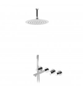 Bruma Adagio Bateria podtynkowa wannowo-natryskowa z deszczownicą Ø 250 mm sufitową i słuchawką prysznicową Chrom 1933521CR
