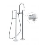 Newform Blink Chic luxury Bateria wannowa podłogowa z kolumnami z zestawem prysznicowym z teksturą chrom 71186C.21.018