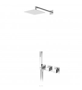 Bruma Escudo Zestaw natryskowy podtynkowy z deszczownicą 250x250 mm ściennym i słuchawką prysznicową Chrom 1025702CR