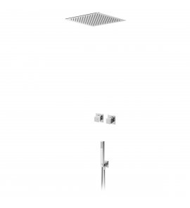 Bruma Escudo Zestaw natryskowy podtynkowy z deszczownicą 300x300 mm sufitową i słuchawką prysznicową Chrom 1024212CR
