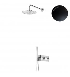 Bruma Lusitano Zestaw natryskowy termostatyczny podtynkowy z deszczownicą Ø 250 mm na ramieniu ściennym Night Sky 1385902NS 