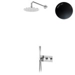Bruma Lusitano Zestaw natryskowy termostatyczny podtynkowy z deszczownicą Ø 250 mm na ramieniu ściennym Night Sky 1385902NS 