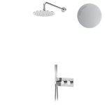 Bruma Lusitano Zestaw natryskowy termostatyczny podtynkowy z deszczownicą Ø 300 mm na ramieniu ściennym Pure White 1385903PW