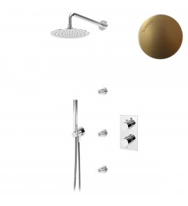 Bruma Elo Zestaw natryskowy termostatyczny podtynkowy z deszczownicą Ø 250 mm ścienną i dyszami ściennymi Sunrise 1389103SR