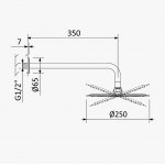 Bruma BlueR Deszczownica Ø 250 mm z ramieniem ściennym Chrom 1455264CR