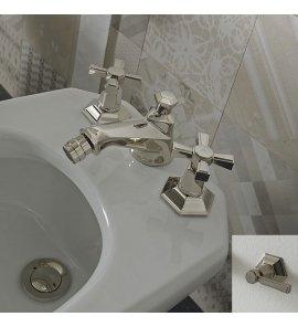 Sbordoni Deco Prestige Bateria bidetowa 3-otworowa z korkiem nikiel DP146NI