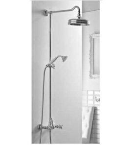 Sbordoni Bateria prysznicowa ścienna z drążkiem, wężem, słuchawką i deszczownicy Ø15 cm chrom SB154s150dxCR