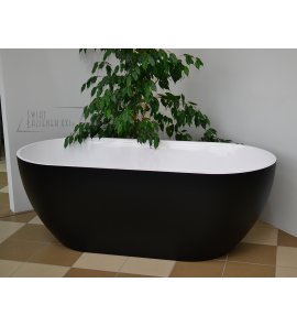Galatea Design Arrezo Wanna wolnostojąca 160x75 biały połysk/czarny mat GWARR160.BPM.WH/BL 