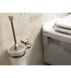   Sbordoni Diamante Szczotka do WC ścienna z satynowym szkłem 16,5x11,5x37,5 cm nickel DN111NI