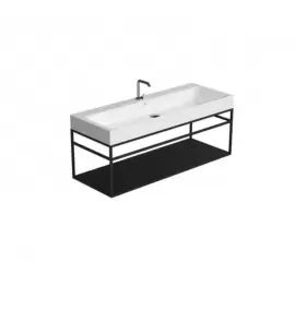 Kerasan Cento Struktura wisząca pod umywalkę 120x45 cm Czarny mat 925231