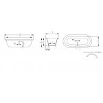 Recor Dual Wanna wolnostojąca bez otworu na baterię 154x78 cm niebieski DUAL3