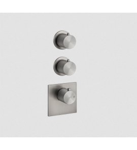 Gessi 316 Wellness Bateria prysznicowa termostatyczna ścienna z dwoma wyjściami element zewnętrzny steel brushed 54504.239