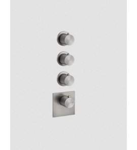 Gessi 316 Wellness Bateria prysznicowa termostatyczna ścienna z trzema wyjściami element zewnętrzny steel brushed 54506.239
