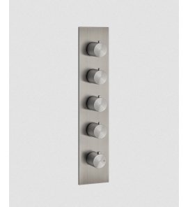 Gessi 316 Wellness Bateria prysznicowa termostatyczna ścienna z czterema wyjściami element zewnętrzny steel brushed 54518.239