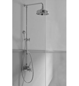Sbordoni Parigi Bateria prysznicowa termostatyczna z przełącznikiem z drążkiem, wężem, słuchawką, ramieniem i deszczownicą Ø15 cm chrom PA4171s150CR