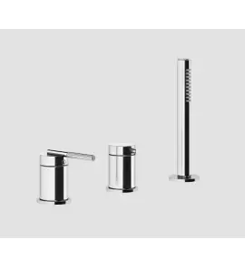 Gessi Ingranaggio Bateria wannowa 3-otworowa z przełącznikiem, wężem i słuchawką chrom 63547.031