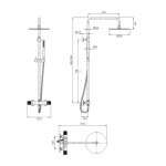 Omnires Contour Zestaw prysznicowy termostatyczny ścienny z deszczownicą Ø 250 mm i słuchawką prysznicową na drążku Złoty szczotkowany CT8044GLB