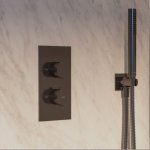 Omnires Contour Zestaw prysznicowy podtynkowy termostatyczny z deszczownicą Ø 250 mm i słuchawką prysznicową Antracyt SYSCT11AT