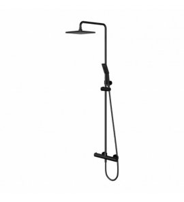   Omnires Y Zestaw prysznicowy termostatyczny natynkowa z deszczownicą 200x200 mm i słuchawką prysznicową czarny półmat Y1244JBL