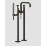 Gessi Inciso Bateria wannowa wolnostojąca ze słuchawką i wężem część zewnętrzna Black Metal Brushed PVD 58129.707