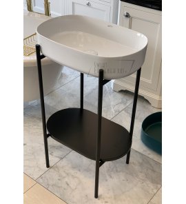      Isvea Infinity Umywalka owalna na stelażu z korkiem 55x36x12 cm biała INFINITYZESTAWB