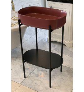     Isvea Infinity Umywalka owalna na stelażu z korkiem 55x36x12 cm bordowa INFINITYZESTAWBORD