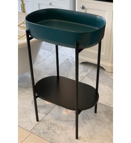    Isvea Infinity Umywalka owalna na stalażu z korkiem 55x36x12 cm petrol INFINITYZESTAWP