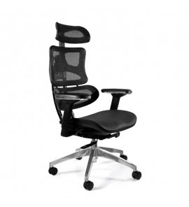 Unique Ergotech Fotel biurowy ergonomiczny Czarny/Chrom CM-B137A