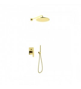 KOHLMAN Experience Brushed Gold Zestaw prysznicowy podtynkowy z deszczownicą Ø 25 cm Złoty szczotkowany/Gold Brushed QW210EGDBR25