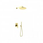 KOHLMAN Experience Brushed Gold Zestaw prysznicowy podtynkowy z deszczownicą Ø 30 cm Złoty szczotkowany/Gold Brushed QW210EGDBR30