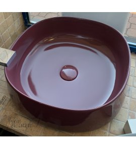 Olympia Ceramica Paddle Umywalka z korkiem 42x42 aubergine glossy PAD4B42016+PIL01C16