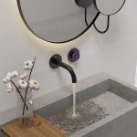 STEINBERG SERIA 390 iFlow Bateria umywalkowa podtynkowa w pełni elektroniczna Czarny mat 390.1810.S / 3901810S