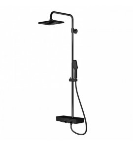 STEINBERG SERIA 390 Zestaw prysznicowy z baterią termostatyczną i deszczownicą 258x186 mm Czarny mat 390.2700.S / 3902700S
