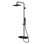 STEINBERG SERIA 390 Zestaw prysznicowy z baterią termostatyczną i deszczownicą 258x186 mm Czarny mat 390.2700.S / 3902700S